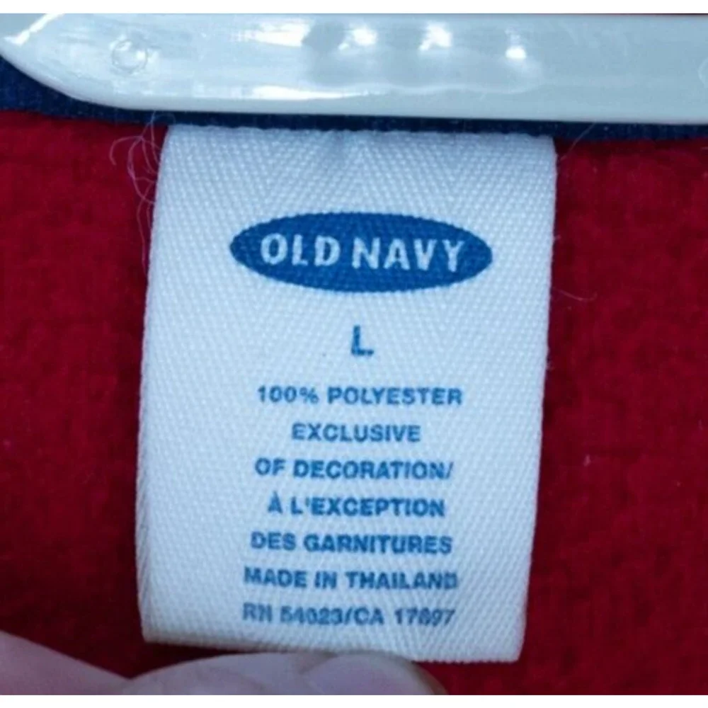 Vintage Y2K Old Navy Fleece Quarter Zip Sweatshirt Mens Large Red White‎ Blue